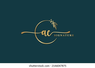 luxury signature logo design initial ac. Handwriting vector logo design illustration image