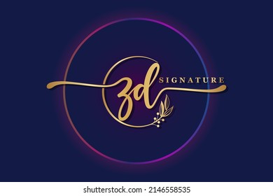 luxury signature logo design initial zd. Handwriting vector logo design illustration image