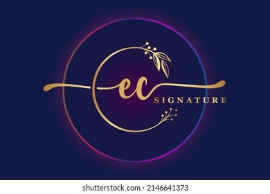 luxury signature logo design initial Ec. Handwriting vector logo design illustration image