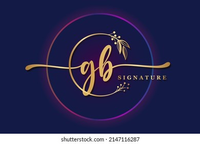 luxury signature logo design initial GB. Handwriting vector logo design illustration image