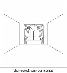Luxury silk velvet curtains and draperies. curtains in the interior of the window.