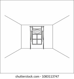 Luxury silk velvet curtains and draperies. curtains in the interior of the window.