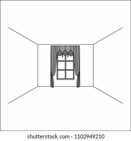 Luxury silk velvet curtains and draperies. curtains in the interior of the window.