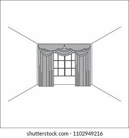 Luxury silk velvet curtains and draperies. curtains in the interior of the window.