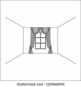 Luxury silk velvet curtains and draperies. curtains in the interior of the window.