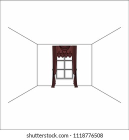 Luxury silk velvet curtains and draperies. curtains in the interior of the window.