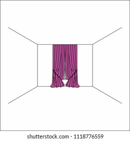 Luxury silk velvet curtains and draperies. curtains in the interior of the window.