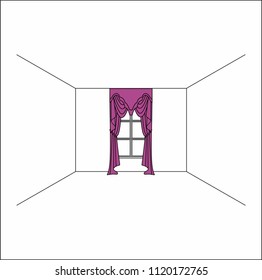 Luxury silk velvet curtains and draperies. curtains in the interior of the window.