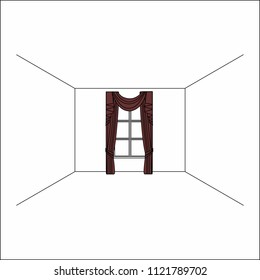 Luxury silk velvet curtains and draperies. curtains in the interior of the window.