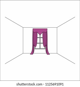 Luxury silk velvet curtains and draperies. curtains in the interior of the window.