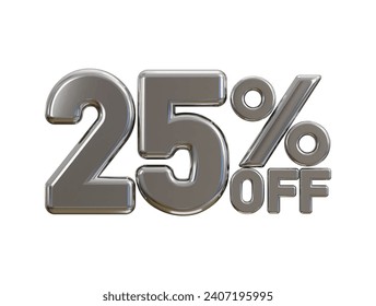 luxury silver 25 percent discount typography 3d render