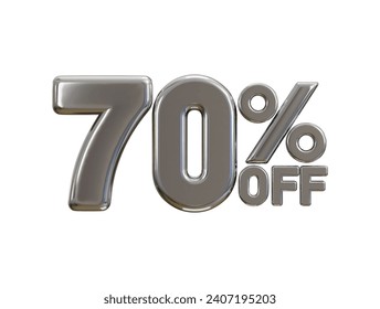 luxury silver 70 percent discount typography 3d render