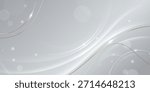 Luxury silver award background with white glitter dots and gold wave lines. Premium elegant smooth gradient surface with flowing curves for certificate, invitation or celebration event design template