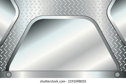 luxury silver background, illustrated with symmetrical pattern, realistic metal gradient and overlapping shapes