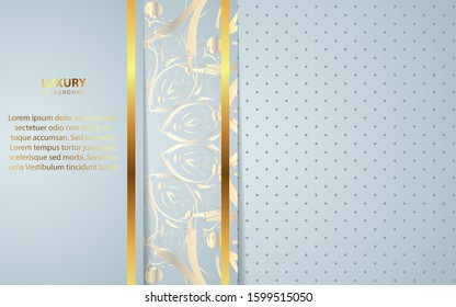 Luxury silver background with mandala style shapes a combination golden ornament decoration. Elegant vector design template for cover, banner, wedding invitation, gift card, voucher, greeting card