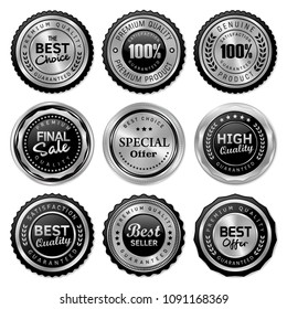 Luxury silver badge and label premium quality product