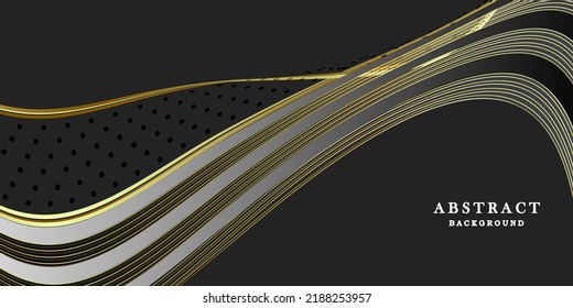 Diseño vectorial de fondo dorado negro plateado de lujo