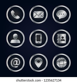 Luxury silver business contact icon