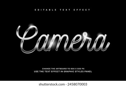 Luxury silver camera editable text effect template