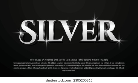 Luxury silver editable text effect template with 3d style use for logo and business brand