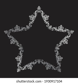 luxury silver floral label frame with damask pattern