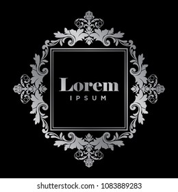 luxury silver floral logo frame