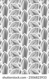 Luxury SIlver floral pattern, striped leaves, minimalistic