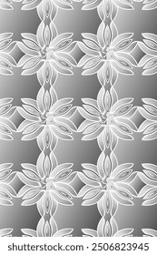 Luxury SIlver floral pattern, striped leaves, minimalistic