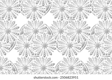 Luxury SIlver floral pattern, striped leaves, minimalistic