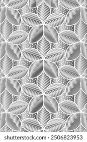 Luxury SIlver floral pattern, striped leaves, minimalistic