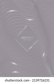 Luxury silver geometric A4 template. Premium linear background design with elegant striped pattern and a copy space with shiny borders for invitation, brochure, card or notebook cover
