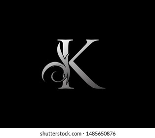 Luxury Silver K Letter Logo, perfect for fashion, restaurant, cafe, hotel and many company.