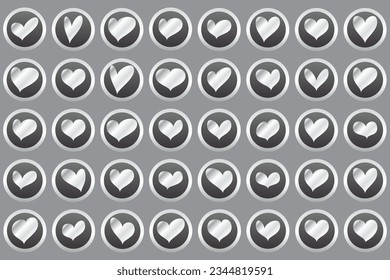 luxury silver love icon set isolated eps 10