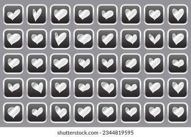 luxury silver love icon set isolated eps 10