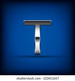 luxury silver modern english alphabet " T " letter number (vector) 