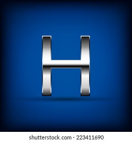 luxury silver modern english alphabet " H " letter number (vector) 