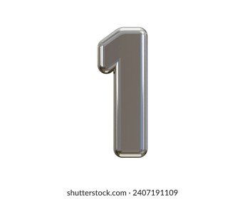 luxury silver number 1 typography 3d render