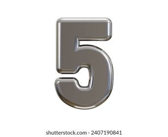 luxury silver number 5 typography 3d render