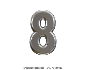 luxury silver number 8 typography 3d render