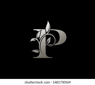 Luxury Silver P Letter Logo, perfect for fashion, restaurant, cafe, hotel and many company.