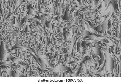 Luxury silver pattern 47. Liquid marble swirl texture. Abstract background. Marbling technique fluid dye design for fabric, tile, interior, postcard, banner, cover, wallpaper, website, Vector.