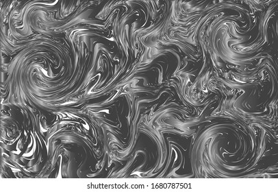 Luxury silver pattern 60. Liquid marble swirl texture. Abstract background. Marbling technique fluid dye design for fabric, tile, interior, postcard, banner, cover, wallpaper, website, Vector.