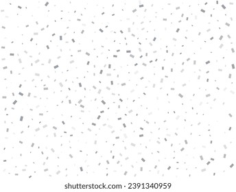 Luxury silver Rectangular glitter confetti background. White festive texture