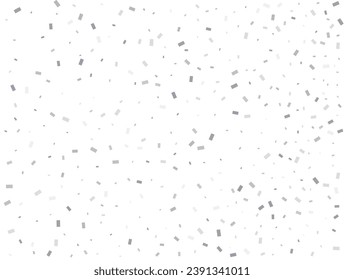 Luxury silver Rectangular glitter confetti background. White festive texture