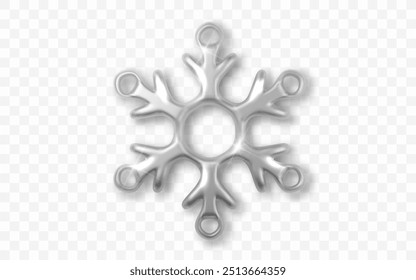 Luxury silver snowflake isolated. Circle snowflake. Christmas decorative ornament realistic 3d vector