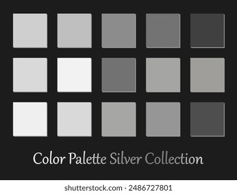 Luxury silver theme color palette set include fifteen colors for modern minimalist design.