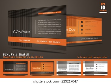 Luxury and simple business card design in in brown and orange color