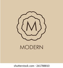 Luxury, simple  and elegant monochrome  Vector set of abstract frames and logo templates in line style - graphic design elements