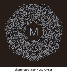 Luxury, simple  and elegant monochrome  Vector  abstract monogram or logo template in line style - graphic design elements