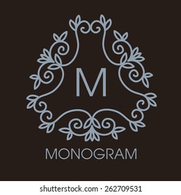 Luxuriöse, einfache und elegante monochrome Vektorgrafik-Monogramm- oder Logo-Vorlage im Linienstil - grafische Designelemente
